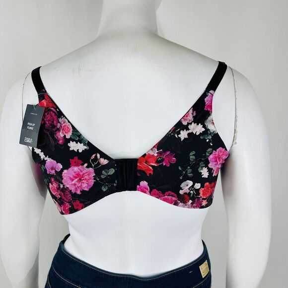 New Torrid Womans Sz 40DDD Push Up Plunge Bra Floral Underwire Black Pink NWT - Picture 9 of 11